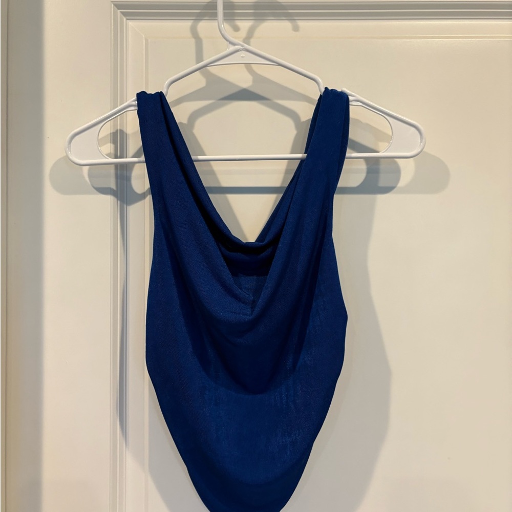 Elegant Blue Draped Top